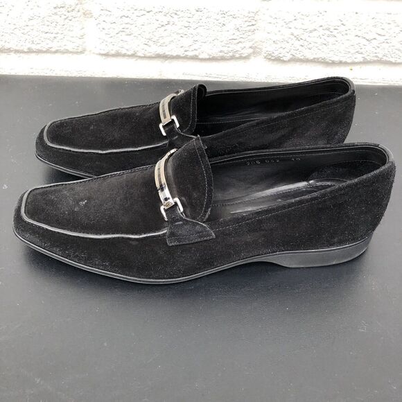 PRADA Milano LOGO Men’s Black Suede Penny Loafer shoes Size 10 - Picture 9 of 16